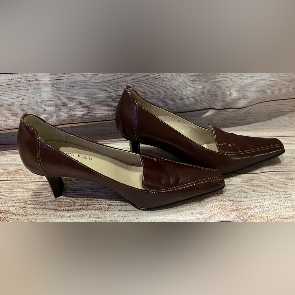 AK Anne Klein Womens Shoes Heels Fletcher 3” Leather Square Toe size 6 - Picture 1 of 10